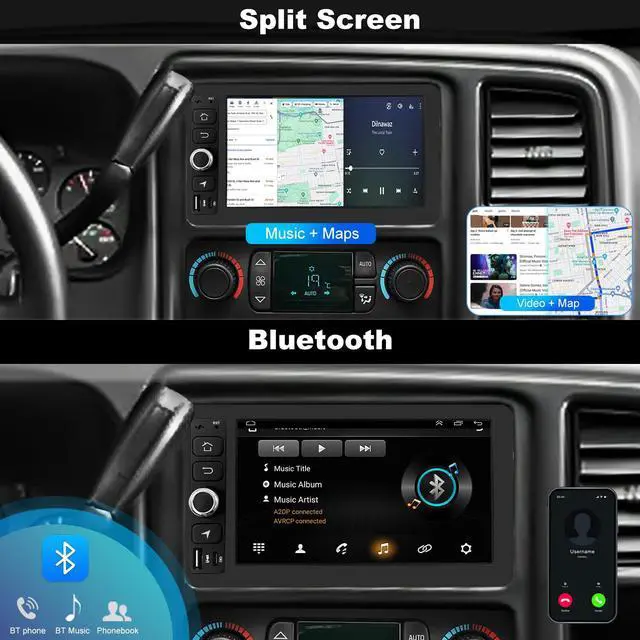 Alt view image 5 of 6 - Upgrade Radio For Chevrolet Chevy Silverado 1500 2003-2006, Yukon Tahoe GMC Sierra 1500 2003-2006, Savana 2003-2007, 7"HD Touchscreen Car Stereo Carplay Android Auto Fast Charging Camera 5GWifi GPS FM