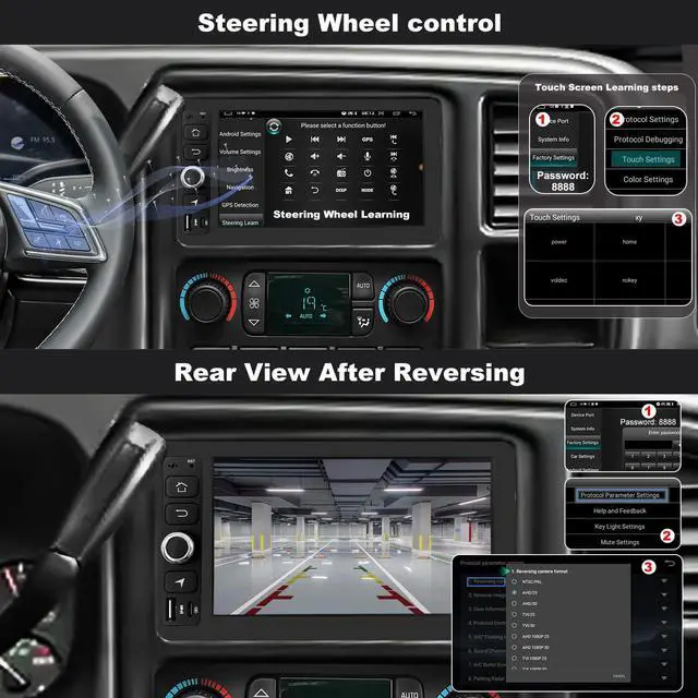 Alt view image 6 of 6 - Upgrade Radio For Chevrolet Chevy Silverado 1500 2003-2006, Yukon Tahoe GMC Sierra 1500 2003-2006, Savana 2003-2007, 7"HD Touchscreen Car Stereo Carplay Android Auto Fast Charging Camera 5GWifi GPS FM