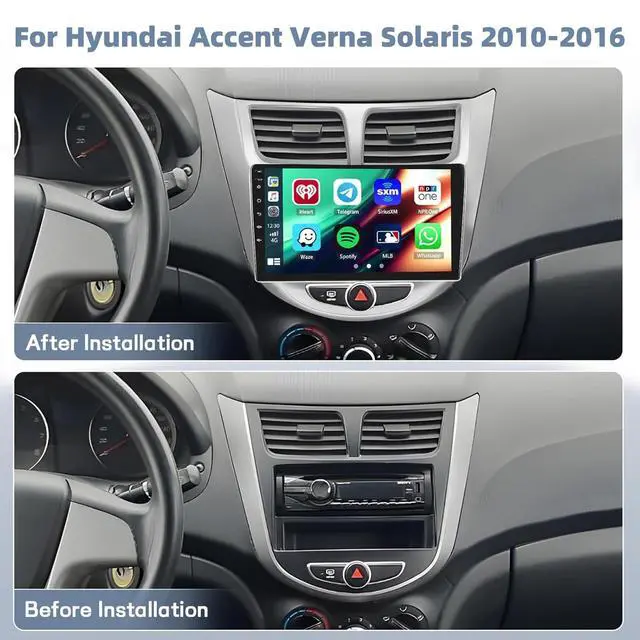 Alt view image 2 of 6 - Qualcomn Chipset 8 Core 4+64GB Android 15 Car Stereo for Hyundai Accent Verna Solaris 2010-2016, 9 Inch Touch Screen Carplay Android Auto Radio DSP Hi-Res+AHD Backup Camera Voice Assistant