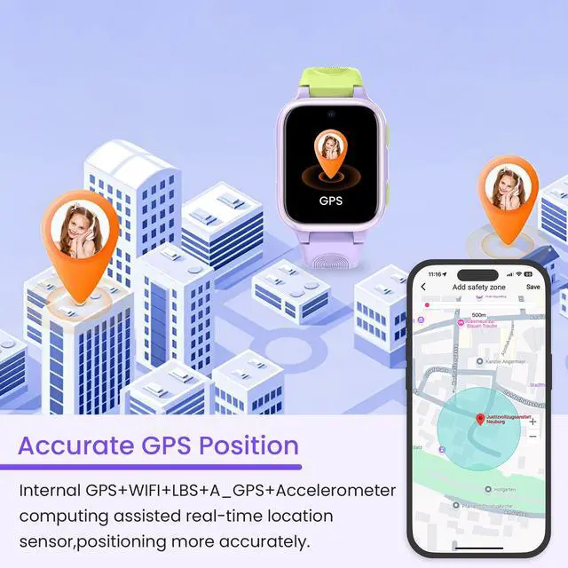 Alt view image 4 of 6 - K9 Smart Watch for Kids with GPS Tracker, AI Voice & Video Call,1.78" AMOLED, 4G Smartwatch with SOS, Parental Controls, School Mode, IP68 Waterproof Kids Smartwatch for Teens Ages 6 and Up