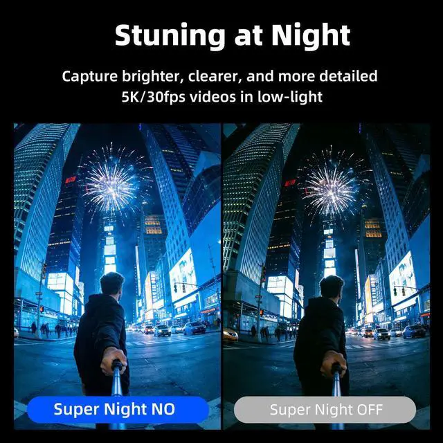 Alt view image 4 of 6 - 5K/30fps Action Camera,Vlogging Camera with a 1/2.3 Sensor,30M Waterproof Underwater Camera,170° Wide FOV Video,Stunning Low-Light Imaging EIS Remote Control(2*Battery,32GB)