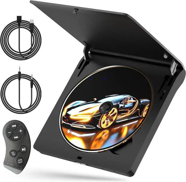 Main image of Cd Player for Car - External Car CD Player with Steering Wheel Remote, Plug & Play USB/AUX Connection, Portable CD Player for Cars, Anti-Shock Noise Reduction, Hidden Cable Storage
