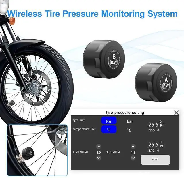 Alt view image 4 of 6 - 2026 Portable 5" Wireless Motorcycle Carplay (Inculed 128G SD Card) with Android Auto Screen, HD Waterproof Touch Screen, TPMS, GPS Navigation System, G-Sensor, Duble Dash Cam/Camera