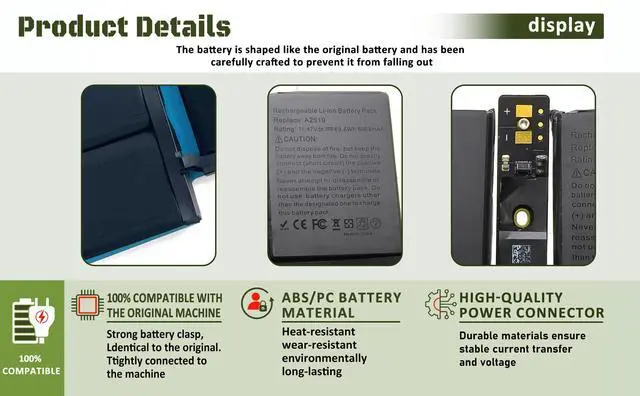 Alt view image 5 of 6 - A2519 A2442 Battery Replacement for MacBook Pro 14-inch A2442 (2021), EMC 3650 8102 A2519 Battery - 6100mAh 69.9Wh