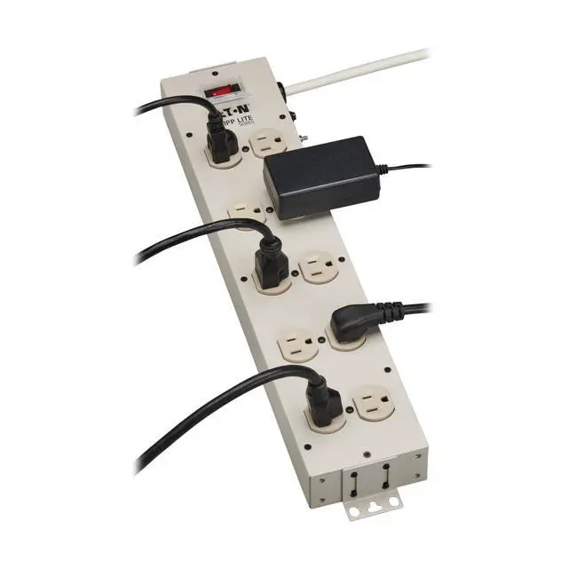 Alt view image 2 of 6 - Eaton Series 10 Outlet Heavy Duty Power Strip, Metal, Under Desk & Wall Mount Option, 15ft Extension Cord, On/Off Switch Cover, Industrial Garage Shop Work Bench, White (TLM1015NC)