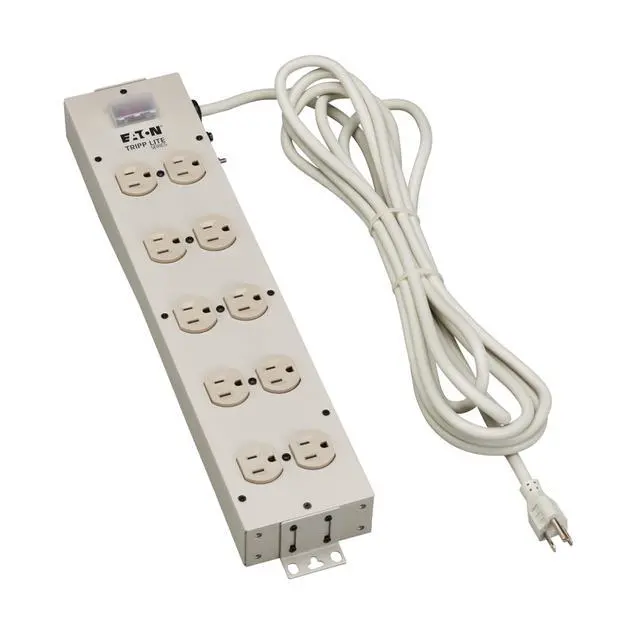 Alt view image 3 of 6 - Eaton Series 10 Outlet Heavy Duty Power Strip, Metal, Under Desk & Wall Mount Option, 15ft Extension Cord, On/Off Switch Cover, Industrial Garage Shop Work Bench, White (TLM1015NC)