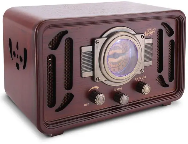 Main image of Retro Wireless Bluetooth Radio Speaker - Classic Vintage Style Audio Sound Receiver System w/Built-in Stereo Speakers, USB, SD Card Slot, AUX, RCA, MP3, AM/FM Tuner - PUNP34BT