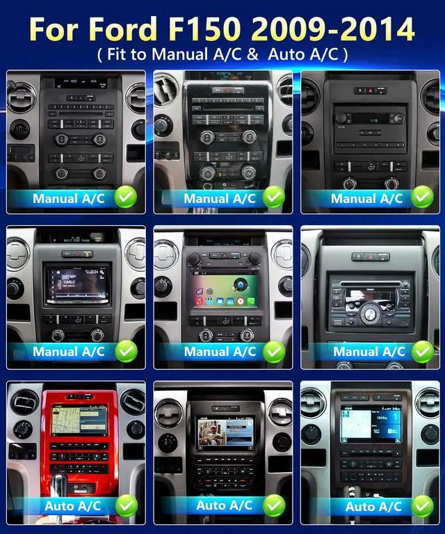 Alt view image 2 of 6 - for Ford F150 2009 to 2012 Car Radio, 10.2 Inch Touch Screen Stereo for F150, 8-Core 4+64G Carplay Android Auto SWC Back Camera BT WiFi FM RDS DSP GPS Voice Control, Support Manual & Auto