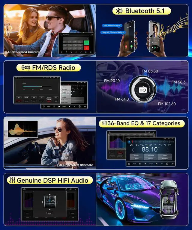Alt view image 5 of 6 - for Ford F150 2009 to 2012 Car Radio, 10.2 Inch Touch Screen Stereo for F150, 8-Core 4+64G Carplay Android Auto SWC Back Camera BT WiFi FM RDS DSP GPS Voice Control, Support Manual & Auto