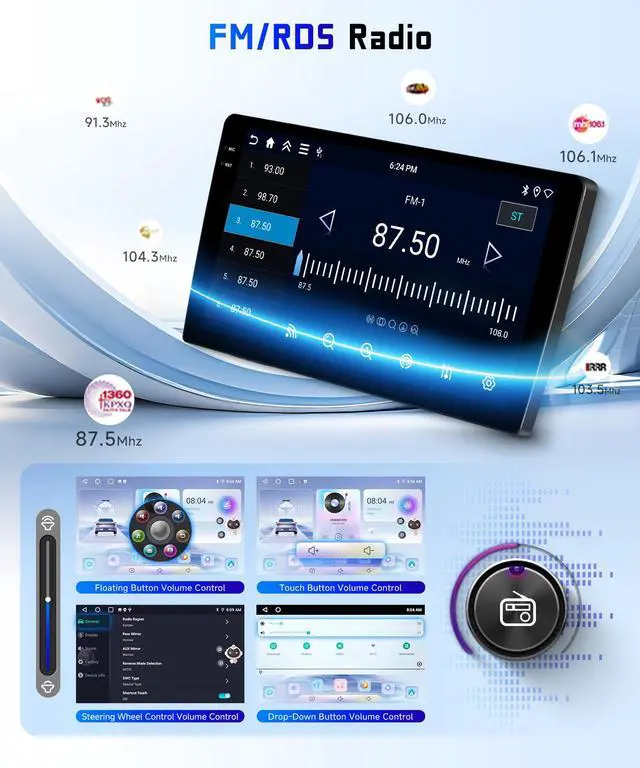 Alt view image 6 of 6 - 4G+128G Car Radio Stereo for Ford F150 2009-2014, 9inch HD in-Cell Touch Screen/Android 15/Wireless CarPlay/Android Auto/GPS/WiFi/5.0Bluetooth/FM/RDS/SWC/AHD Backup Camera