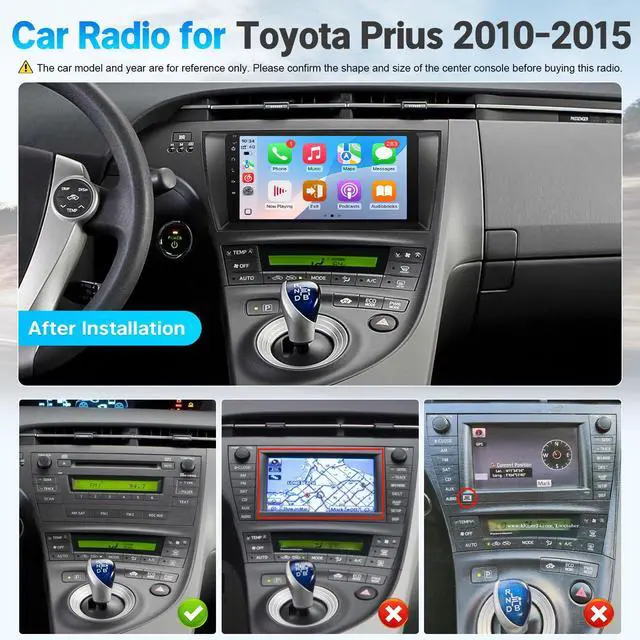 Alt view image 2 of 6 - Upgrade 4+64GB Car Radio for Toyota Prius 2010 2011 2012 2013 2014 2015 with Carplay Android Auto, 9Inch Touch Screen for Prius Stereo with GPS, Bluetooth, WiFi, FM, SWC + MIC + Backup Camera