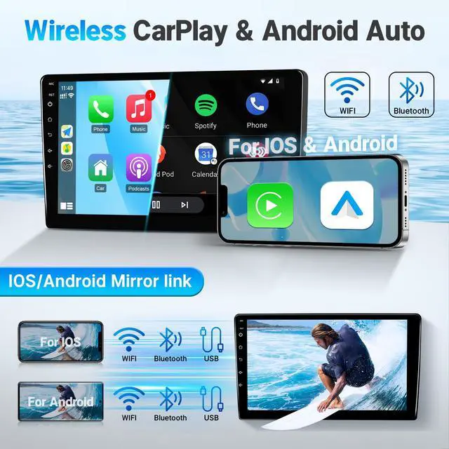 Alt view image 3 of 6 - Upgrade 4+64GB Car Radio for Toyota Prius 2010 2011 2012 2013 2014 2015 with Carplay Android Auto, 9Inch Touch Screen for Prius Stereo with GPS, Bluetooth, WiFi, FM, SWC + MIC + Backup Camera