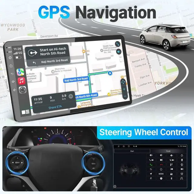 Alt view image 5 of 6 - Upgrade 4+64GB Car Radio for Toyota Prius 2010 2011 2012 2013 2014 2015 with Carplay Android Auto, 9Inch Touch Screen for Prius Stereo with GPS, Bluetooth, WiFi, FM, SWC + MIC + Backup Camera