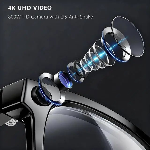 Alt view image 2 of 6 - 2026 Ai Smart Glasses for Men Women, 8mp 4k Hd Camera Glasses, 410mah Battery, Supports Photo/Video/Audio Recording, Ai Voice Control, Ai Glasses with Bluetooth Calling(Photochromic & Blue Light)
