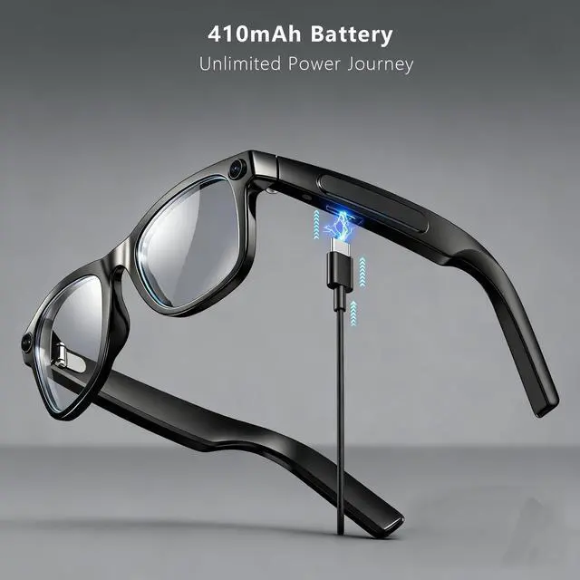 Alt view image 5 of 6 - 2026 Ai Smart Glasses for Men Women, 8mp 4k Hd Camera Glasses, 410mah Battery, Supports Photo/Video/Audio Recording, Ai Voice Control, Ai Glasses with Bluetooth Calling(Photochromic & Blue Light)