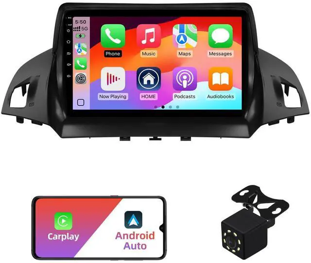 Main image of 2+32G Android 12 Double Din Car Stereo for Ford Escape 2013-2016 with 9 Inch Touchscreen Radio Built-in Wireless Carplay/Android Auto/GPS/Bluetooth/FM/AUX-in/Steering Wheel Controls/Backup Camera