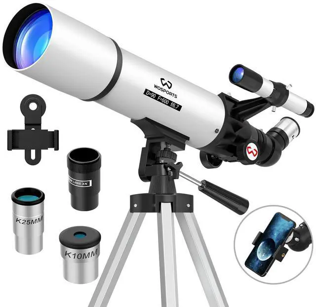 Main image of Telescope for Adults High Powered, 90mm Aperture 600mm Astronomy Portable Professional Refractor Telescope for Beginners, Magnification 180X, with Adjustable Tripod, Phone Adapter, Carry Bag