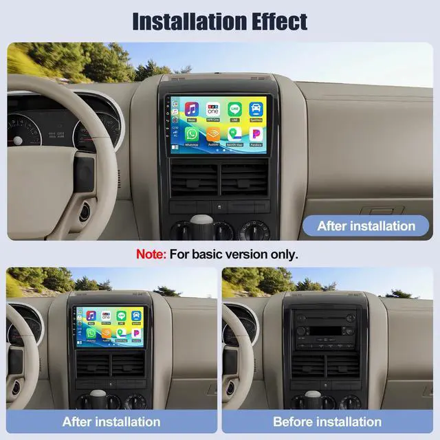 Alt view image 2 of 6 - 8 Core Qualcomm Android Car Stereo for Ford Explorer 2005-2010 10.1 Inch Touch Screen with CarPlay Android Auto 4G+64G Bluetooth Cooling Fan Weather Forecast UI Design Intelligent Voice