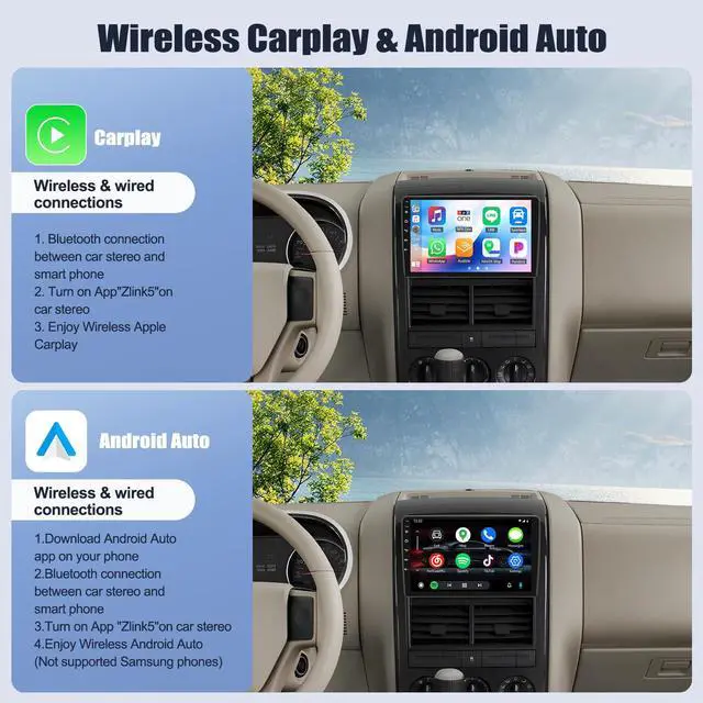 Alt view image 3 of 6 - 8 Core Qualcomm Android Car Stereo for Ford Explorer 2005-2010 10.1 Inch Touch Screen with CarPlay Android Auto 4G+64G Bluetooth Cooling Fan Weather Forecast UI Design Intelligent Voice