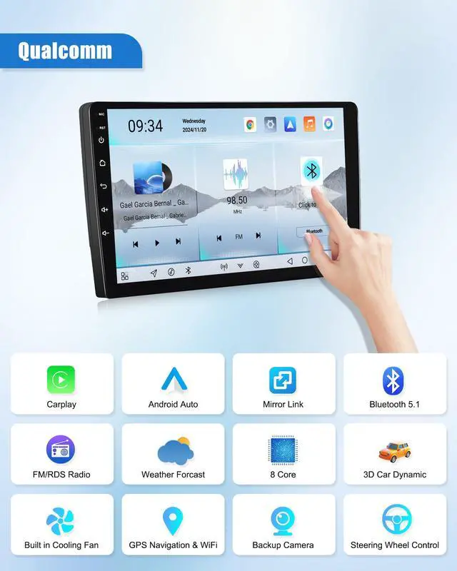 Alt view image 5 of 6 - 8 Core Qualcomm Android Car Stereo for Ford Explorer 2005-2010 10.1 Inch Touch Screen with CarPlay Android Auto 4G+64G Bluetooth Cooling Fan Weather Forecast UI Design Intelligent Voice