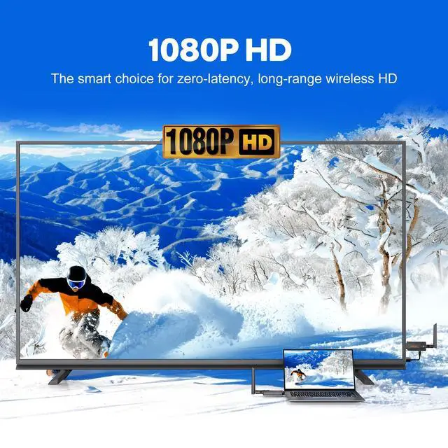 Alt view image 4 of 6 - Wireless HDMI Transmitter and Receiver, 1 to 2 Extender Kit 656ft Long Range Stable 1080P,5GHz 0.05s Low Lag with Privacy Button, Plug and Play for Streaming from Camera/TV Box/PC/Laptop to Monitor