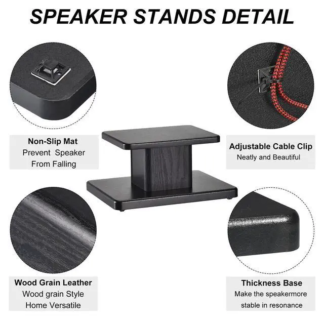 Alt view image 3 of 6 - Wood Speaker Stands, 2 Pack 5.9 Inch (15cm) Universal Speaker Stand Hollowed Bases Enhanced Audio Listening for Home Theaters Cinema