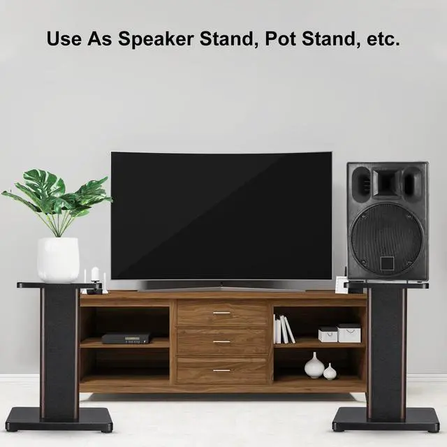 Alt view image 6 of 6 - Wood Speaker Stands, 2 Pack 5.9 Inch (15cm) Universal Speaker Stand Hollowed Bases Enhanced Audio Listening for Home Theaters Cinema