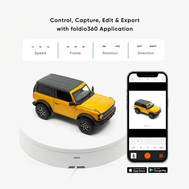 Alt view image 6 of 6 - Foldio360 (Smart 360 Photography Turntable Controlled by Smartphone for 360 Product Photography / Create 360 Degree Images and Video for your shop, Youtube, TikTok, Instagram, 3D Scanning)