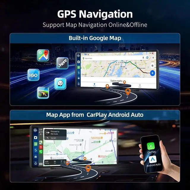 Alt view image 6 of 6 - 11.3" QLED Android 8Core 4G+64G Carplay Screen for Car Android Auto & Carplay Screen with Net-Flix YouTube Google Play 1080P Rear Camera Split Screen GPS Navigation Voice Control