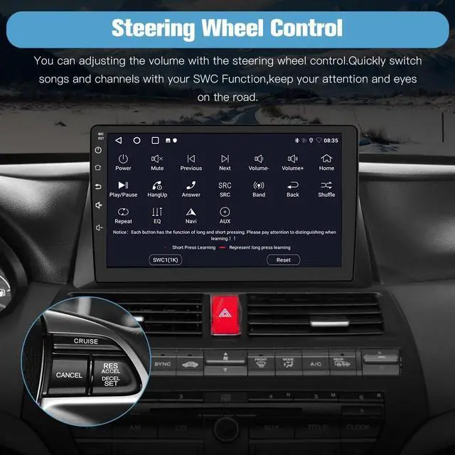 Alt view image 6 of 6 - 5G WiFi 64GB ROM Car Radio Stereo for Honda Accord 2008 2009 2010 2011 2012 2013,Wireless CarPlay/Android Auto,GPS DSP RDS,Upgrade Bluetooth 5.0 Rearview AM/FM with Backup Camera