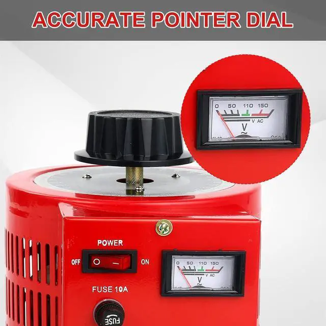 Alt view image 5 of 6 - Voltage Transformer 10 Amp Auto AC Variable Voltage Converter,1000VA,0~130 Volt Output (1000W Max)