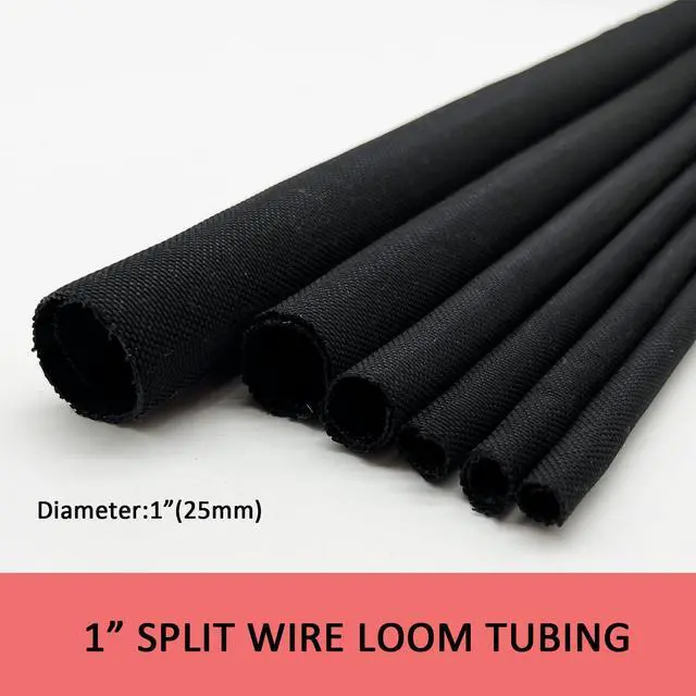 Alt view image 2 of 6 - Split Mesh Cord Sleeve Loom Tubing Cable Cover Braided Cable Management Auto Protective Wire Harness Wrap Self Wrapping Woven 1"-35ft