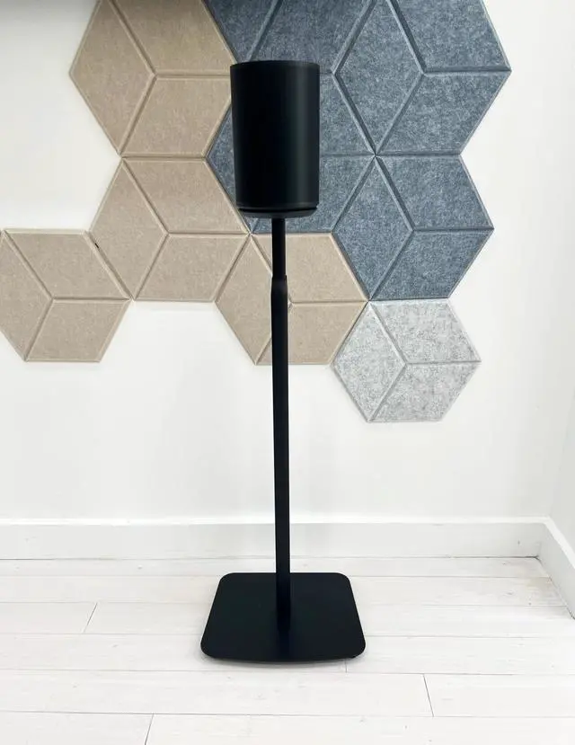Alt view image 5 of 6 - Adjustable Floor Stand Mount Compatible with SONOS Era 100 and Era 100 SL | Black Brackets | Adjustable from 27.6" - 50" | Pair (2-Pack)