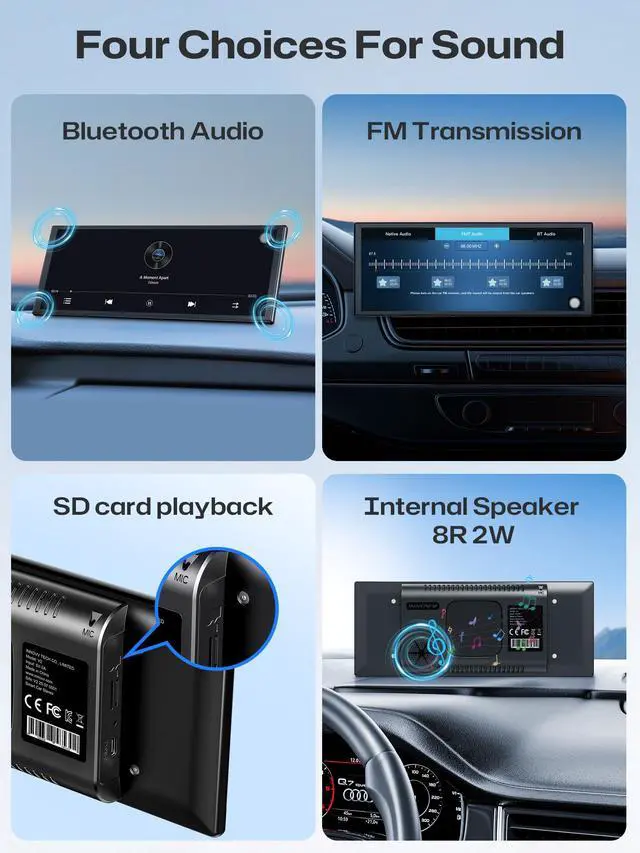 Alt view image 4 of 6 - V2 10.3 Inch Wireless CarPlay & Android Auto HD IPS Touch Screen 1920x720, Universal Fit, Plug and Play, Mirror Link, GPS, Loop Recording, Siri & Google Assistant, Adjustable Magic Stand