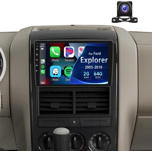 Main image of 2+64G- for Ford Explorer 2005-2010 Car Radio with Wireless Carplay/Android Auto,Android Car Stereo 10.1 Inch Touch Screen GPS Navigation WiFi Bluetooth FM/RDS Mirror Link SWC Backup Camera