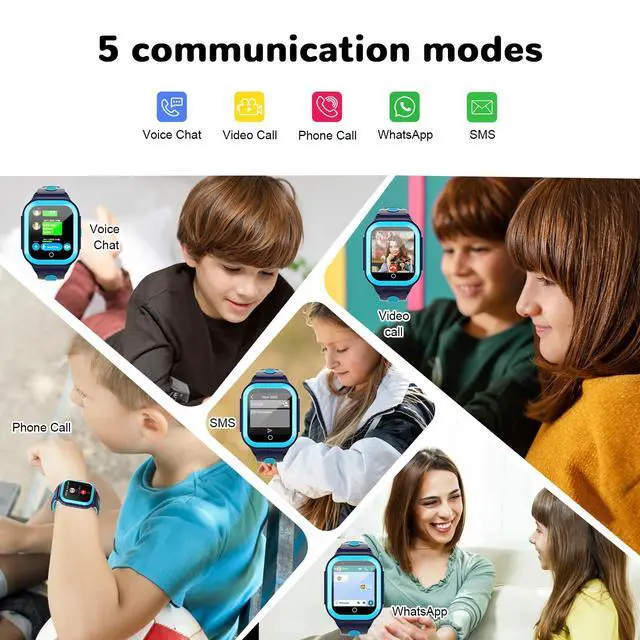 Alt view image 2 of 6 - Wonlex 4G Kids Smartwatch with SIM Card, 1.4" GPS Smart Watch for Kids, Boys Girls Phone Watch with Temperature HR BP Monitor, Video Calls, SOS, Camera, Pedometer, Alarm, Music Player(Blue)