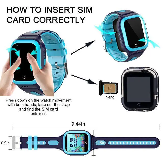 Alt view image 6 of 6 - Wonlex 4G Kids Smartwatch with SIM Card, 1.4" GPS Smart Watch for Kids, Boys Girls Phone Watch with Temperature HR BP Monitor, Video Calls, SOS, Camera, Pedometer, Alarm, Music Player(Blue)