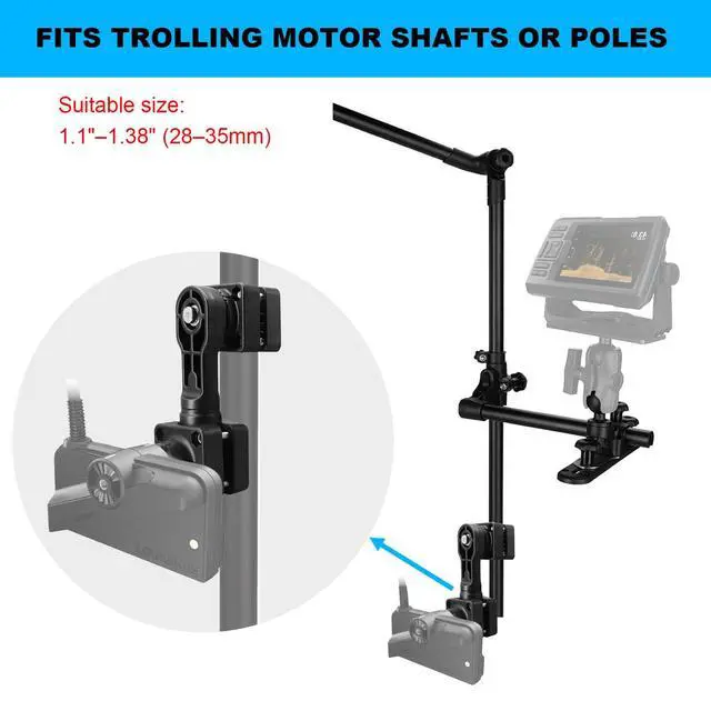 Alt view image 2 of 6 - Transducer Pole Mount for Lowrance ActiveTarget 2, 0 Degree Live Sonar Mount, Corrosion-Resistant for Saltwater Use, Quick & Easy Angle Adjustment