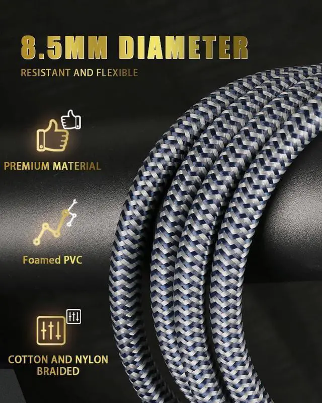 Alt view image 5 of 6 - 14AWG Audiophile Speaker Cable with 4mm Banana Plugs, Double-Shielded & Cotton-Braided for Home Theater, Stereo Amplifier and Hi-Fi Speakers (9.84ft/3m)
