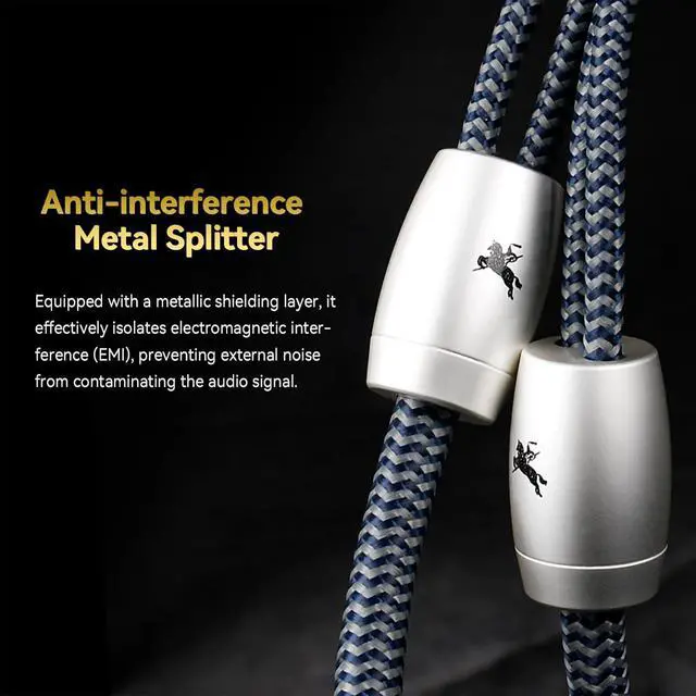 Alt view image 6 of 6 - 14AWG Audiophile Speaker Cable with 4mm Banana Plugs, Double-Shielded & Cotton-Braided for Home Theater, Stereo Amplifier and Hi-Fi Speakers (9.84ft/3m)
