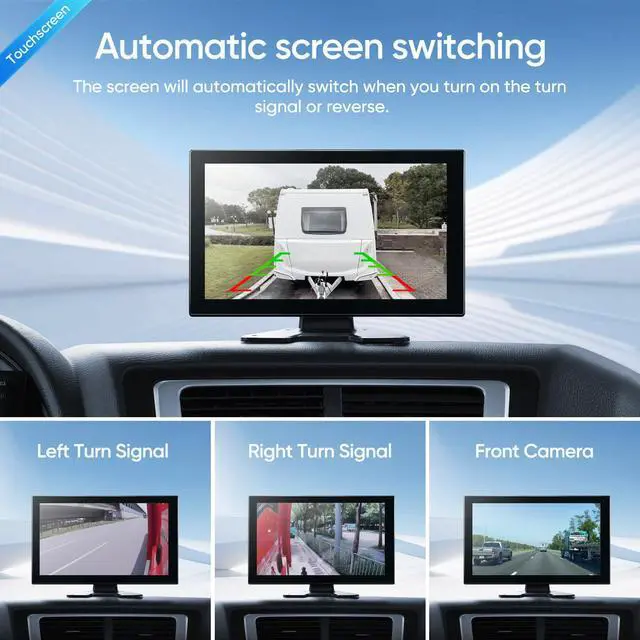 Alt view image 5 of 6 - 4-Channel 1080P Backup Camera for Truck/RV/Semi Trailer/Van/Cars 10.2inch Touch Monitor with DVR Recording/Playback/Bluetooth/FM Radio/Music/Video Player