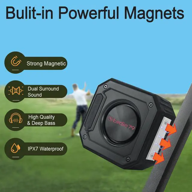 Alt view image 4 of 6 - 2-Pack Golf Cart Bluetooth Speaker | 30W Loud Stereo | Magnetic Mount | IPX7 Waterproof | Rugged & Shockproof (X1)