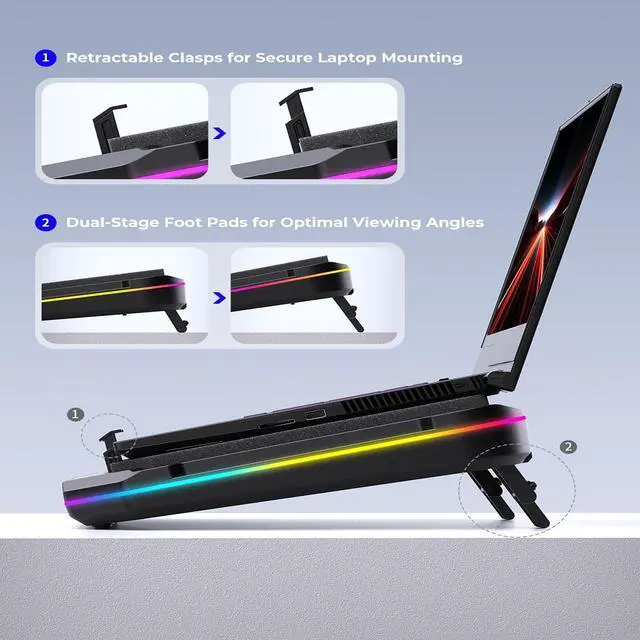 Alt view image 4 of 6 - Cooling Pad for Lenovo Legion 9i 7i 5i 5 7a 5a Pro 9i 7i 5i 5 7a 5a Legion Slim 5 7 7i 5i 9i 5a Gaming Laptop,It is Undisputed King of Heat Dissipation with Powerful Turbo Fan Can Fast Cooling