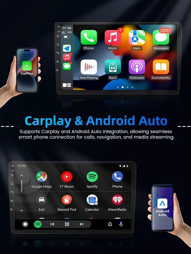 Alt view image 3 of 6 - 4Core+32G ROM Car Radio for Toyota Highlander 2014-2019 CarPlay Android Auto: 5G WiFi Stereo 10.2 Inch Touch Screen 1280x800 IPS HD Touchscreen with GPS Navigation Bluetooth SWC FM Backup Camera