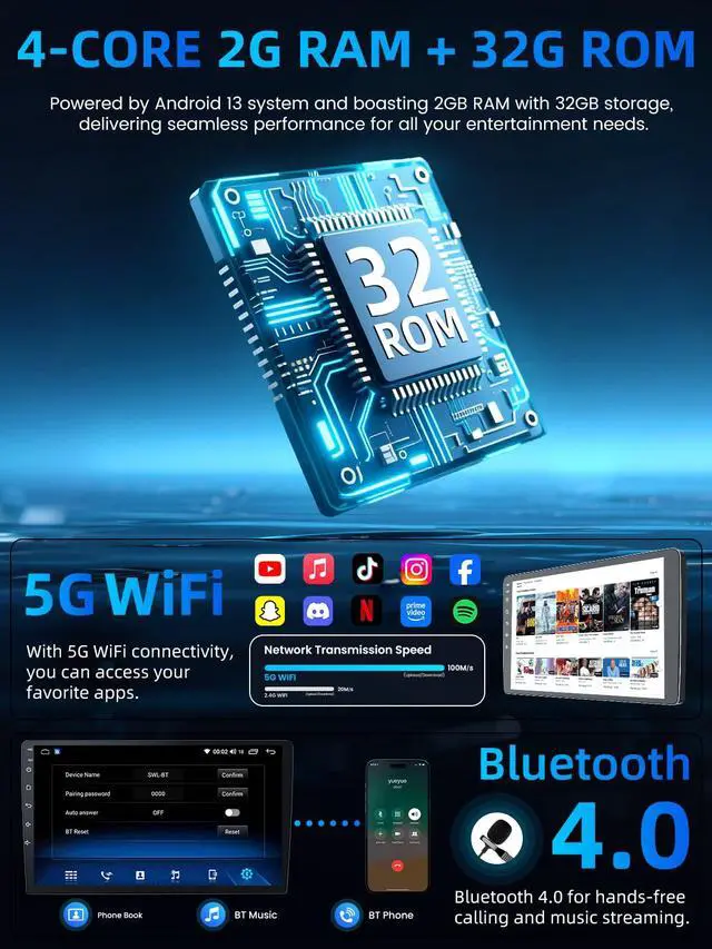 Alt view image 4 of 6 - 4Core+32G ROM Car Radio for Toyota Highlander 2014-2019 CarPlay Android Auto: 5G WiFi Stereo 10.2 Inch Touch Screen 1280x800 IPS HD Touchscreen with GPS Navigation Bluetooth SWC FM Backup Camera