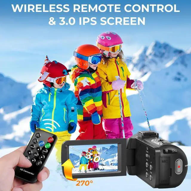 Alt view image 6 of 6 - Camcorder Video Camera 4K Ultra 80MP Vlogging Camera for YouTube IR Night Vision Camera 18X Digital Zoom 3.0 IPS Screen Video Recorder with 32GB SD Card, 2 Batteries, Microphone and Remote Control