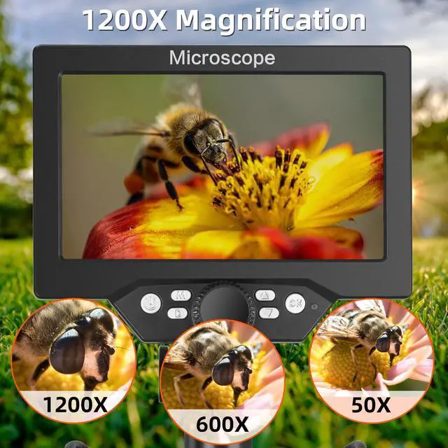 Alt view image 4 of 6 - 7 inch LCD Digital Microscope with 32G TF Card, 12MP 1080P USB Microscope Camera with Remote Control, PC View, Fill Lights for Coin, Plant, Rock, Circuit Board
