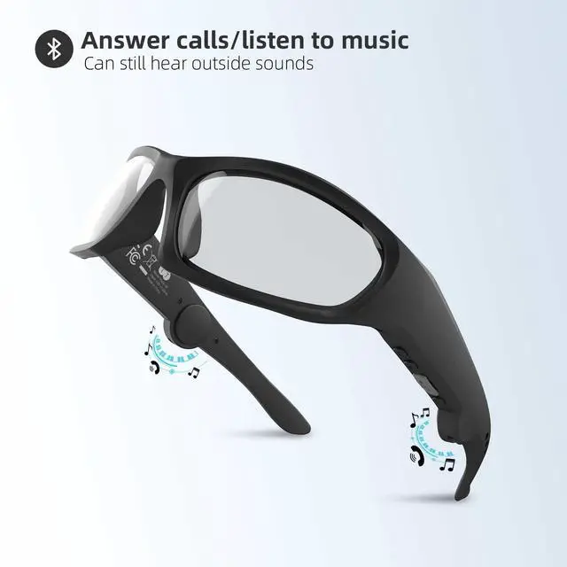 Alt view image 5 of 6 - Smart Bluetooth Safety Glasses for Work Audio Safety Glasses with Bluetooth Speaker for Men Women Built-in Mic Voice Assistant (Clear Lens)