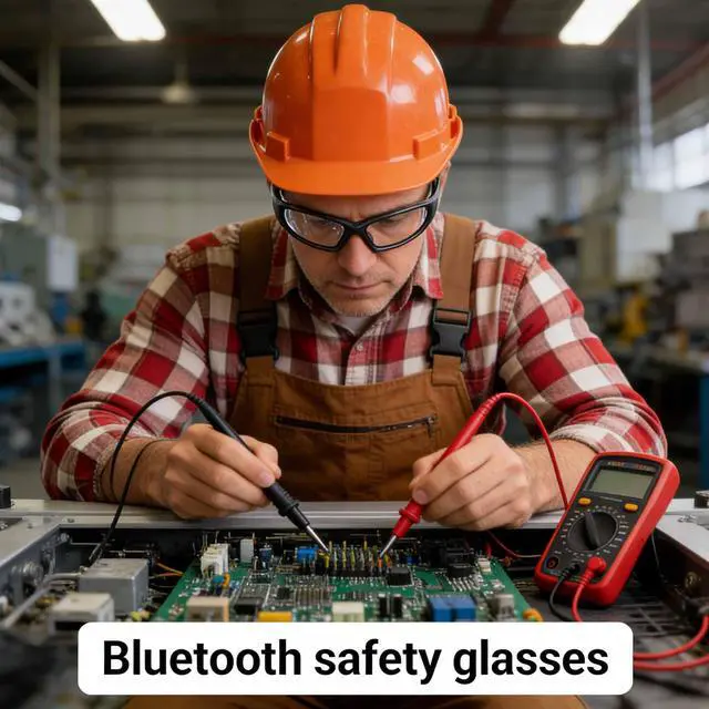 Alt view image 6 of 6 - Smart Bluetooth Safety Glasses for Work Audio Safety Glasses with Bluetooth Speaker for Men Women Built-in Mic Voice Assistant (Clear Lens)