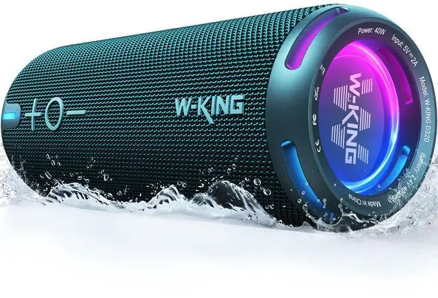 Main image of Portable Bluetooth Speakers Loud, IPX7 Waterproof Outdoor Speakers Wireless, APP Customized EQ, Dual Voice Coil/Deep Bass, 360° Sound with Lights/V5.3/TF/AUX, 40W Party Boombox Shower Speaker